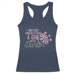 Never Underestimate A Girl With Dart Racerback Tank Top Sports Lover Gift TS12 Navy Print Your Wear