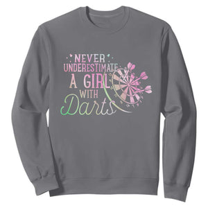 Never Underestimate A Girl With Dart Sweatshirt Sports Lover Gift TS12 Charcoal Print Your Wear
