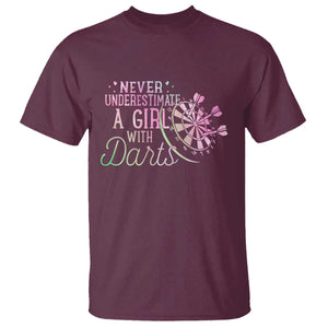 Never Underestimate A Girl With Dart T Shirt Sports Lover Gift TS12 Maroon Print Your Wear