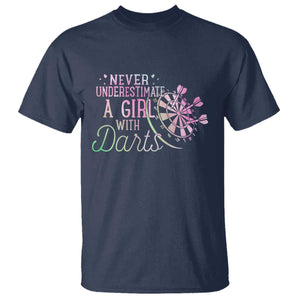 Never Underestimate A Girl With Dart T Shirt Sports Lover Gift TS12 Navy Print Your Wear