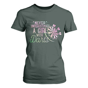 Never Underestimate A Girl With Dart T Shirt For Women Sports Lover Gift TS12 Dark Forest Green Print Your Wear