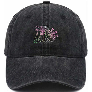 Never Underestimate A Girl With Dart Washed Cotton Baseball Cap Sports Lover Gift TS12 Print Your Wear
