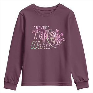 Never Underestimate A Girl With Dart Youth Sweatshirt Sports Lover Gift TS12 Maroon Print Your Wear