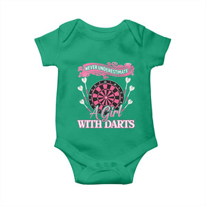 Never Underestimate A Girl Dart Player Gift Idea Baby Onesie TS12 Irish Green Print Your Wear
