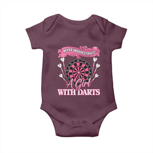 Never Underestimate A Girl Dart Player Gift Idea Baby Onesie TS12 Maroon Print Your Wear