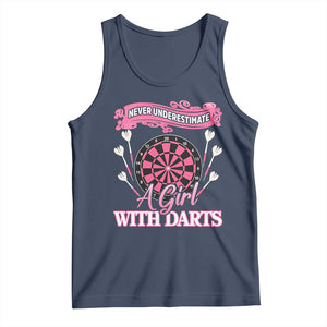 Never Underestimate A Girl Dart Player Gift Idea Tank Top TS12 Navy Print Your Wear
