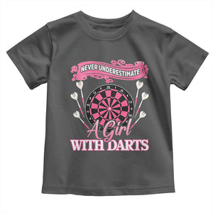 Never Underestimate A Girl Dart Player Gift Idea Toddler T Shirt TS12 Dark Heather Print Your Wear