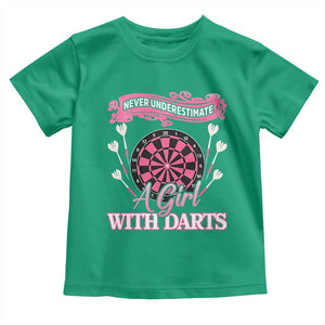 Never Underestimate A Girl Dart Player Gift Idea Toddler T Shirt TS12 Irish Green Print Your Wear