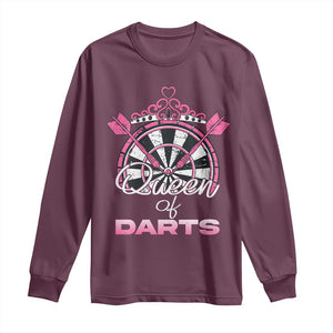 Queen Of Darts Long Sleeve Shirt Funny Dart Gift For Women TS12 Maroon Print Your Wear