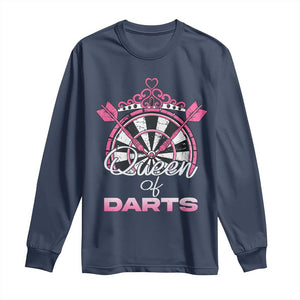 Queen Of Darts Long Sleeve Shirt Funny Dart Gift For Women TS12 Navy Print Your Wear