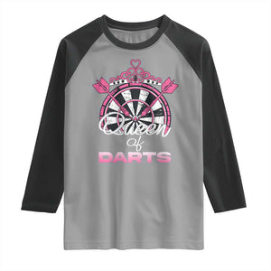 Queen Of Darts Raglan Shirt Funny Dart Gift For Women TS12 Sport Gray Black Print Your Wear