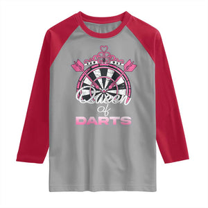 Queen Of Darts Raglan Shirt Funny Dart Gift For Women TS12 Sport Gray Red Print Your Wear
