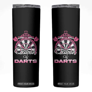 Queen Of Darts Skinny Tumbler Funny Dart Gift For Women TS12 Black Print Your Wear