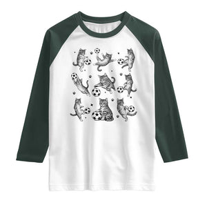 Funny Cat Soccer Player Raglan Shirt Gift For Soccer Lovers TS12 White Dark Forest Green Print Your Wear
