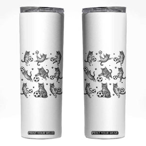 Funny Cat Soccer Player Skinny Tumbler Gift For Soccer Lovers TS12 White Print Your Wear