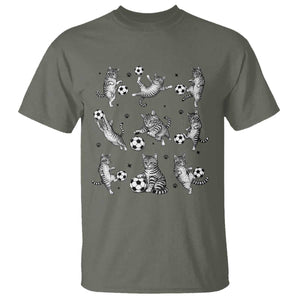 Funny Cat Soccer Player T Shirt Gift For Soccer Lovers TS12 Military Green Print Your Wear