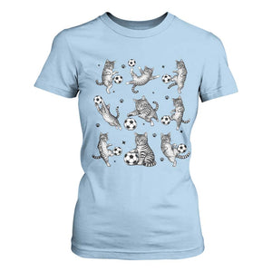 Funny Cat Soccer Player T Shirt For Women Gift For Soccer Lovers TS12 Light Blue Print Your Wear