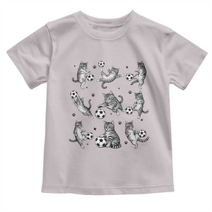 Funny Cat Soccer Player Toddler T Shirt Gift For Soccer Lovers TS12 Ice Gray Print Your Wear