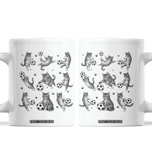 Funny Cat Soccer Player Coffee Mug Gift For Soccer Lovers TS12 White Print Your Wear