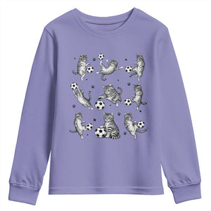 Funny Cat Soccer Player Youth Sweatshirt Gift For Soccer Lovers TS12 Violet Print Your Wear
