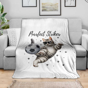 Purrfect Striker Throw Blanket Funny Cat Soccer Player Gift TS12 Print Your Wear