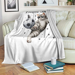 Purrfect Striker Throw Blanket Funny Cat Soccer Player Gift TS12 Print Your Wear