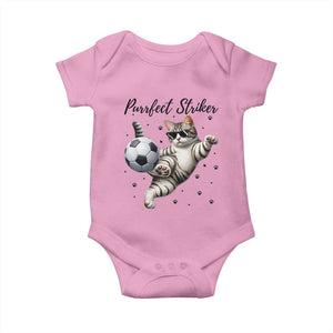 Purrfect Striker Baby Onesie Funny Cat Soccer Player Gift TS12 Light Pink Print Your Wear