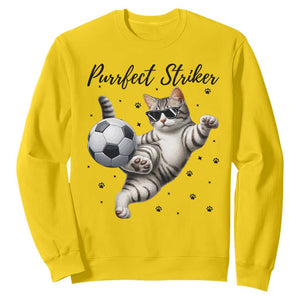 Purrfect Striker Sweatshirt Funny Cat Soccer Player Gift TS12 Daisy Print Your Wear