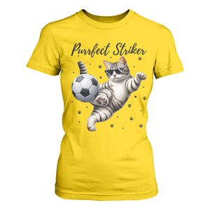 Purrfect Striker T Shirt For Women Funny Cat Soccer Player Gift TS12 Daisy Print Your Wear