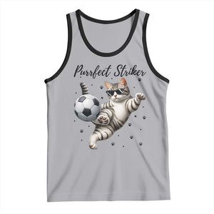 Purrfect Striker Tank Top Funny Cat Soccer Player Gift TS12 Athletic Heather Black Print Your Wear
