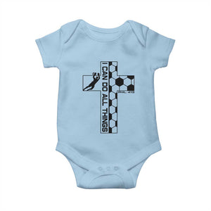 I Can Do All Things Through Soccer Christian Faith Gift Baby Onesie TS12 Light Blue Print Your Wear