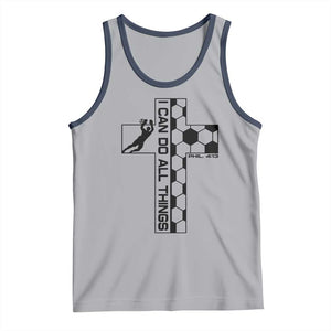 I Can Do All Things Through Soccer Christian Faith Gift Tank Top TS12 Athletic Heather Navy Print Your Wear