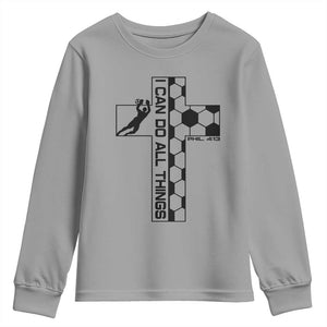 I Can Do All Things Through Soccer Christian Faith Gift Youth Sweatshirt TS12 Sport Gray Print Your Wear