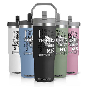 Soccer Christian Gift Flip Straw Tumbler I Can Do All Things Through Christ TS12 Print Your Wear