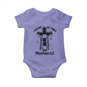 I Can Do All Things Through Christ Baby Onesie Christian Soccer Faith TS12 Violet Print Your Wear