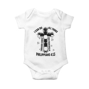 I Can Do All Things Through Christ Baby Onesie Christian Soccer Faith TS12 White Print Your Wear