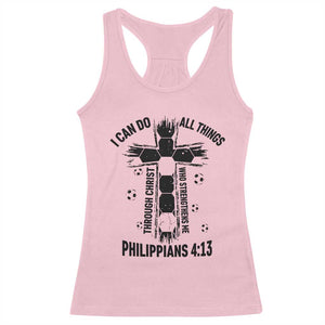I Can Do All Things Through Christ Racerback Tank Top Christian Soccer Faith TS12 Light Pink Print Your Wear
