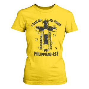 I Can Do All Things Through Christ T Shirt For Women Christian Soccer Faith TS12 Daisy Print Your Wear