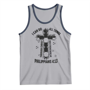 I Can Do All Things Through Christ Tank Top Christian Soccer Faith TS12 Athletic Heather Navy Print Your Wear