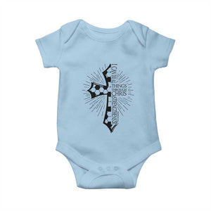 I Can Do All Things Through Christ Baby Onesie Christian Soccer Cross Gift TS12 Light Blue Print Your Wear