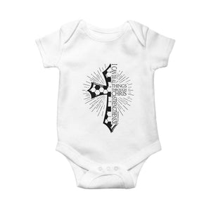 I Can Do All Things Through Christ Baby Onesie Christian Soccer Cross Gift TS12 White Print Your Wear