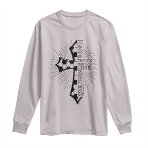 I Can Do All Things Through Christ Long Sleeve Shirt Christian Soccer Cross Gift TS12 Ice Gray Print Your Wear