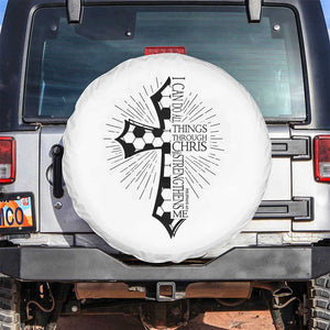 I Can Do All Things Through Christ Spare Tire Cover Christian Soccer Cross Gift TS12 No hole White Print Your Wear