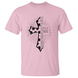 I Can Do All Things Through Christ T Shirt Christian Soccer Cross Gift TS12 Light Pink Print Your Wear