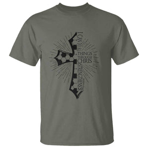 I Can Do All Things Through Christ T Shirt Christian Soccer Cross Gift TS12 Military Green Print Your Wear