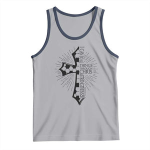 I Can Do All Things Through Christ Tank Top Christian Soccer Cross Gift TS12 Athletic Heather Navy Print Your Wear