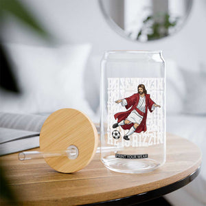 He Is Rizzin Glass Can Funny Christian Soccer Lover Gift TS12 Print Your Wear