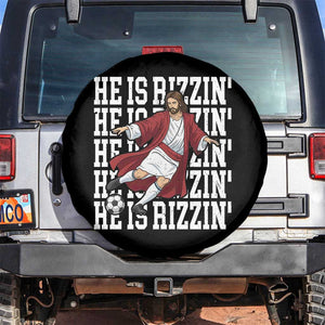 He Is Rizzin Spare Tire Cover Funny Christian Soccer Lover Gift TS12 No hole Black Print Your Wear