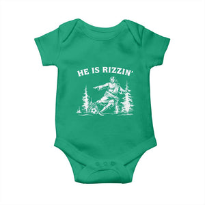 He Is Rizzin Baby Onesie Christian Soccer Funny Gift For Believers TS12 Irish Green Print Your Wear