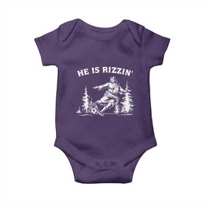 He Is Rizzin Baby Onesie Christian Soccer Funny Gift For Believers TS12 Purple Print Your Wear